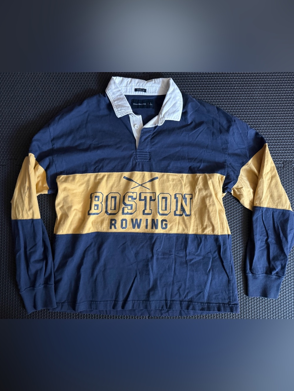 Abercrombie Long Sleeve Rugby Colorblock Boston Rowing Polo Shirt Large